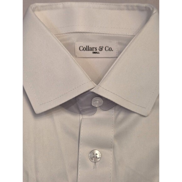 NWOT Collars & Co Mens Small Quattro Flex Short Sleeve Button Down White Read - Picture 4 of 6